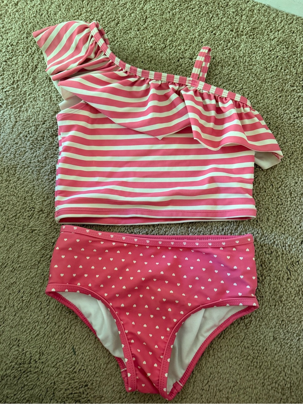 Ruffle Butts Pink & White Striped Ruffle Tankini Set